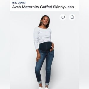 1822 Denim Dark Blue Maternity Cuffed Skinny Jeans